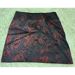 Adorable Black, Maroon, Red & Purple Floral Retro Mini Skirt by Elie Tahari size